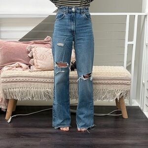 Zara Classic Blue Distressed Women Jeans